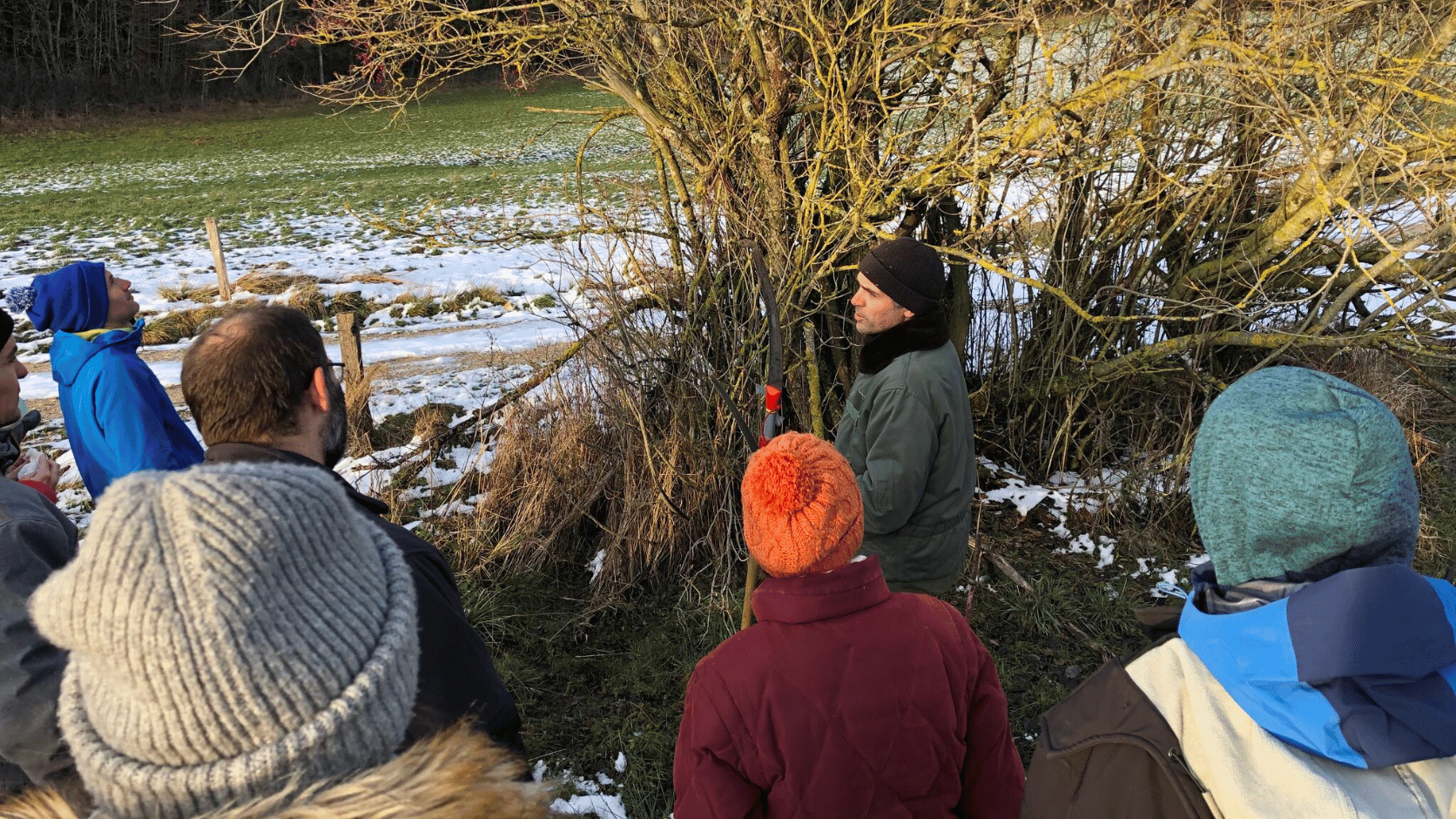 Groupe en formation sur le fourrage ligneux.